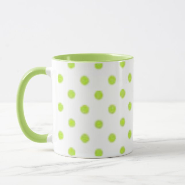 Green polka dots coffee mug (Left)