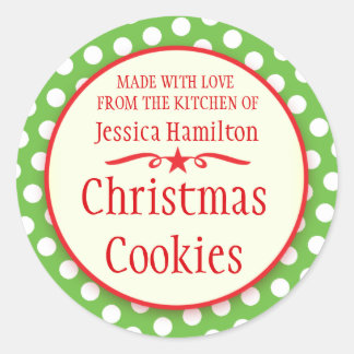 Green polka dots cookie swap baking gift stickers