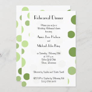 Green Polka Dots, Dotted, Dots, Rehearsal Diner Invitation