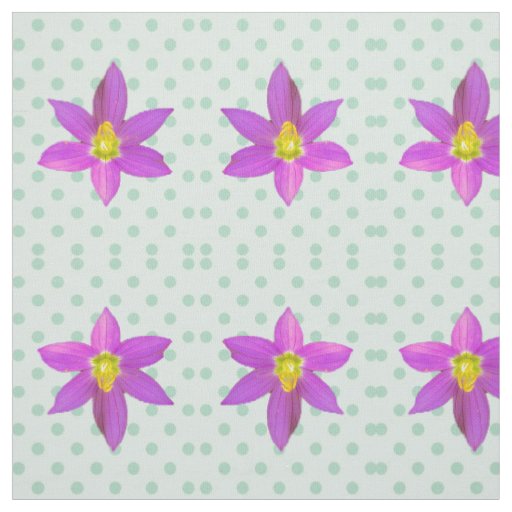 Green Polka Dots in Pink Floral Fabric