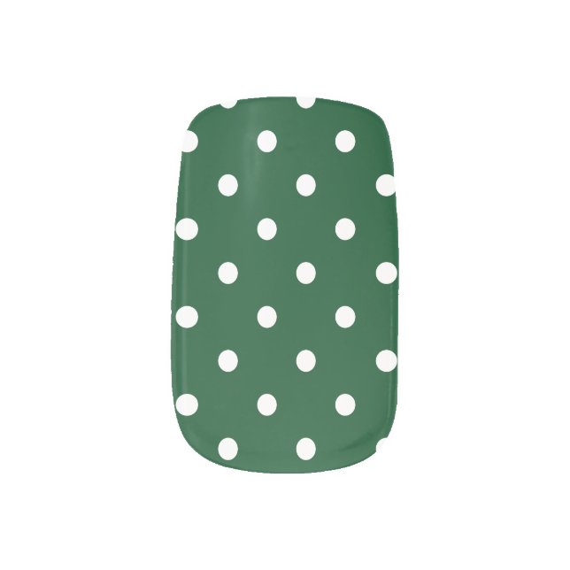 Green Polka Dots Minx Nail Art (Left Thumb)