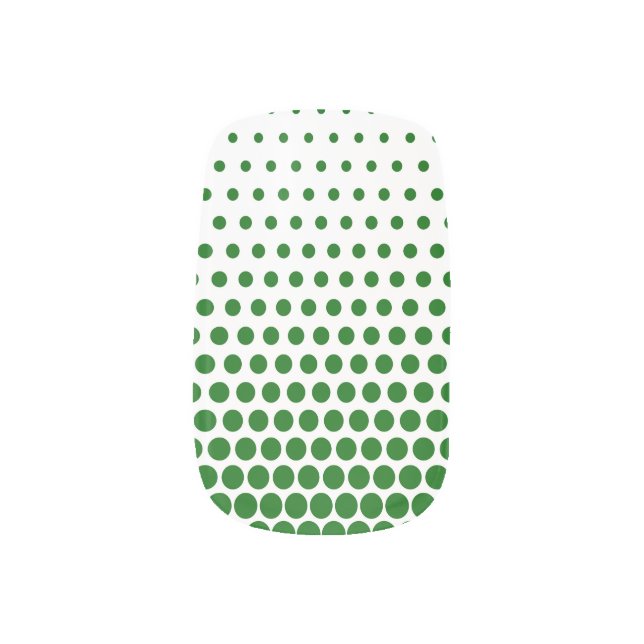 Green  Polka Dots Modern White Minx Nail Wraps (Left Thumb)