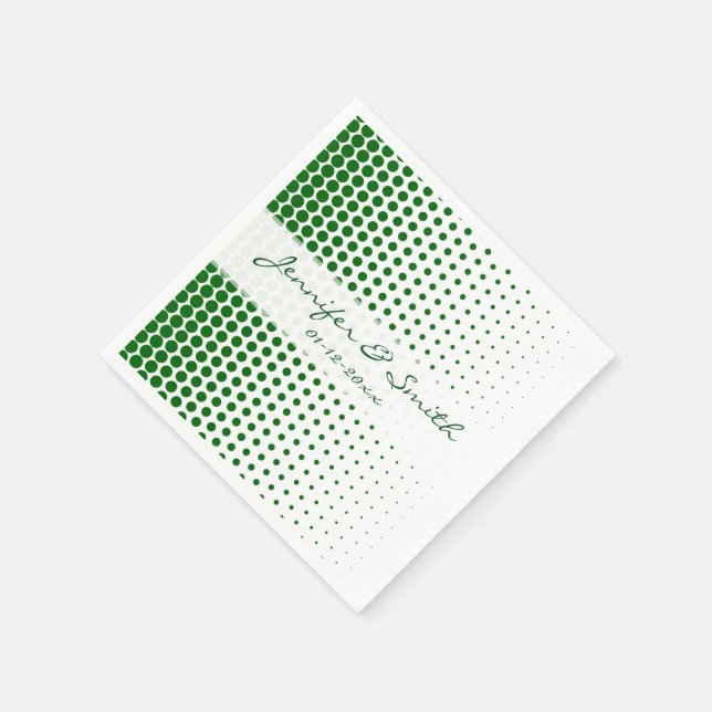 Green Polka Dots Modern White Paper Napkins (Corner)