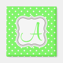 Green polka dots monogram initial name elegant