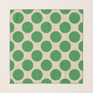 Green Polka Dots on Custom Cream Scarf