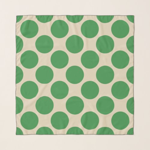 Green Polka Dots on Custom Cream Scarf