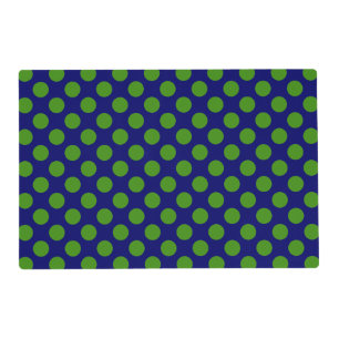 Green Polka Dots on Dark Navy Blue Placemat