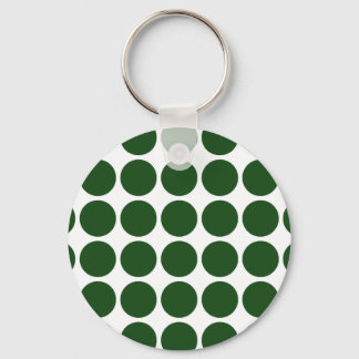 Green Polka Dots on White Keychain