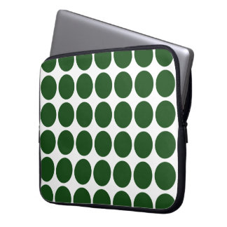 Green Polka Dots on White Laptop Sleeve