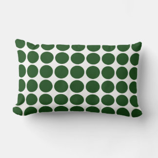 Green Polka Dots on White Lumbar Pillow