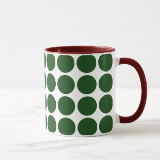 Green Polka Dots on White Mug