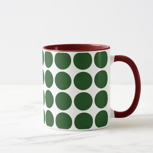 Green Polka Dots on White Mug (Right)