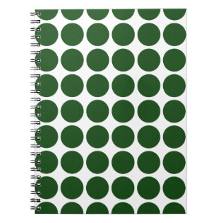 Green Polka Dots on White Notebook