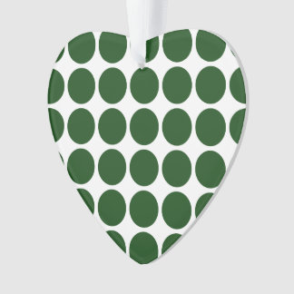 Green Polka Dots on White Ornament