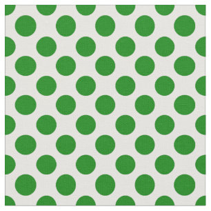 Green Polka Dots on White Pattern Fabric