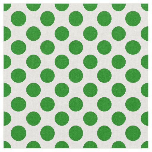 Green Polka Dots on White Pattern Fabric