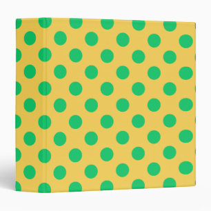 Green polka dots on yellow 3 ring binder