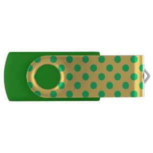 Green polka dots on yellow flash drive