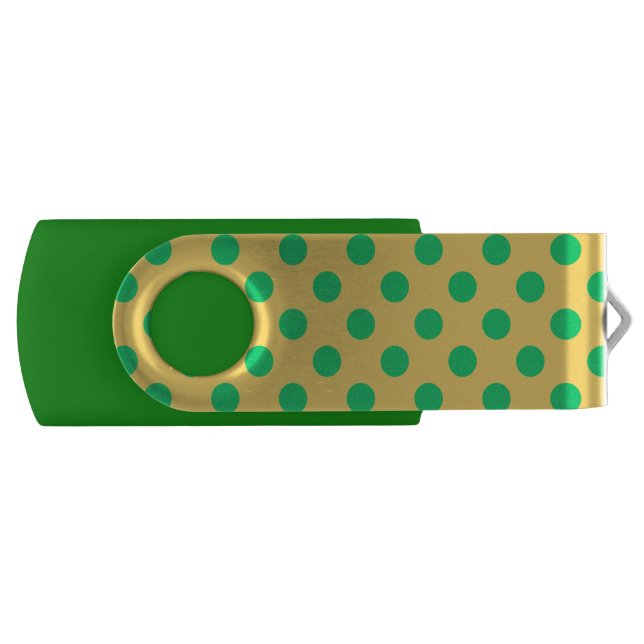 Green polka dots on yellow flash drive (Front)