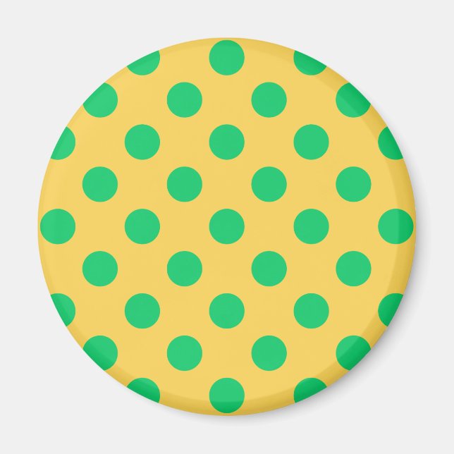 Green polka dots on yellow magnet (Front)