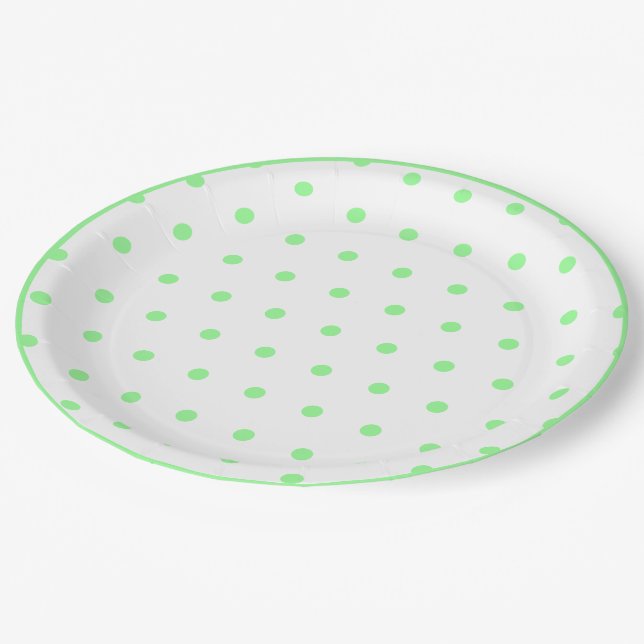 Green Polka Dots Paper Plates (Angled)