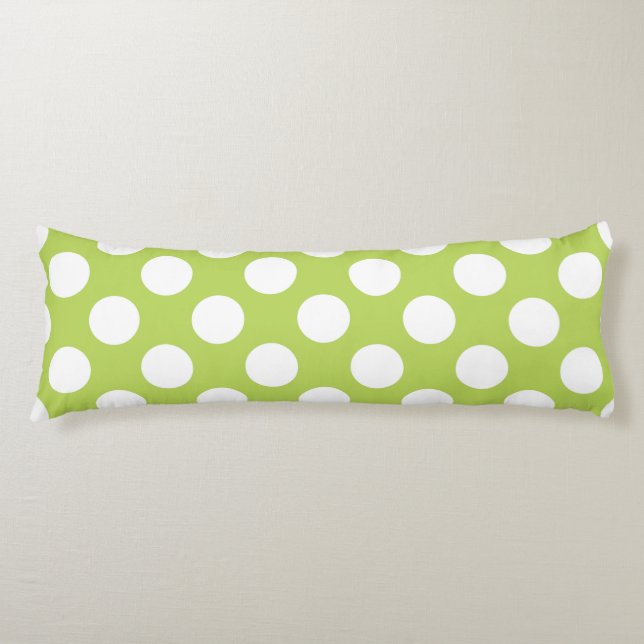 Green Polka Dots, Polka Dot Pattern, Dots, Dotted Body Pillow (Front)