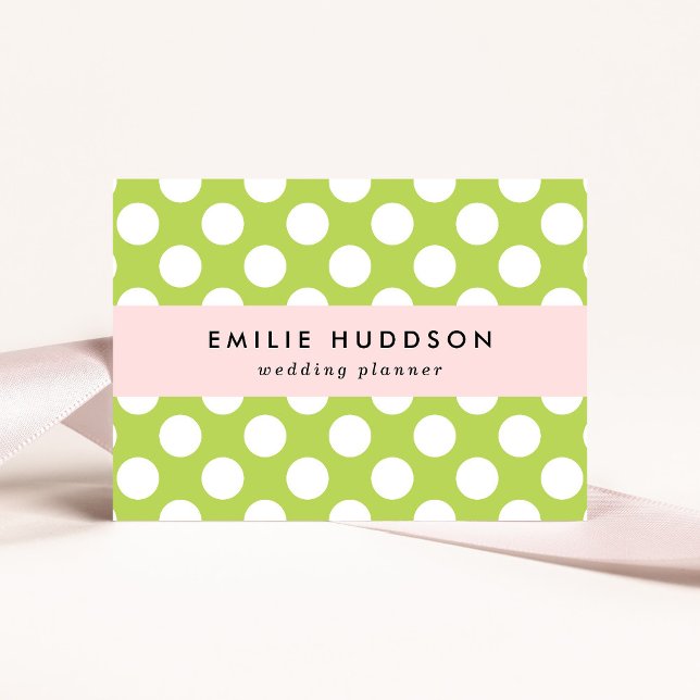 Green Polka Dots, Polka Dot Pattern, Dots, Dotted Business Card (Creator Uploaded)