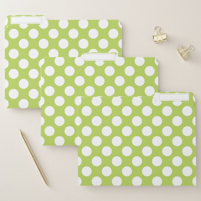 Green Polka Dots, Polka Dot Pattern, Dots, Dotted File Folder (Set)