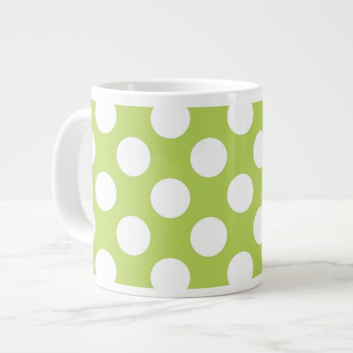 Green Polka Dots Polka Dot Pattern Dots Dotted Giant Coffee Mug