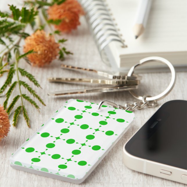 Green Polka Dots, Polka Dot Pattern, Dots, Dotted Keychain (Front Right)