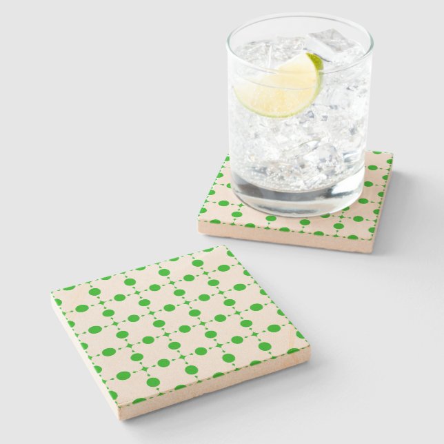 Green Polka Dots, Polka Dot Pattern, Dots, Dotted Stone Coaster (Side)