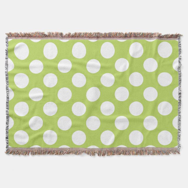 Green Polka Dots, Polka Dot Pattern, Dots, Dotted Throw Blanket (Front)