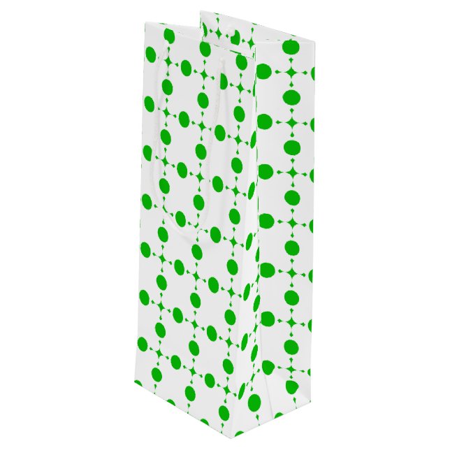 Green Polka Dots, Polka Dot Pattern, Dots, Dotted Wine Gift Bag (Back Angled)