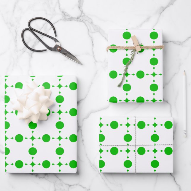 Green Polka Dots, Polka Dot Pattern, Dots, Dotted Wrapping Paper Sheets (Front)
