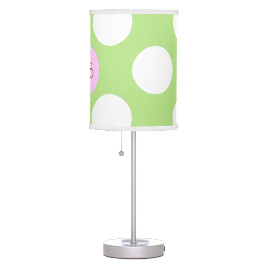 Green Polka Dots, Polka Dot Pattern, Monogram Table Lamp (Right)