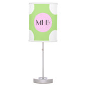 Green Polka Dots, Polka Dot Pattern, Monogram Table Lamp (Front)
