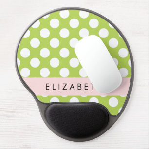 Green Polka Dots, Polka Dot Pattern, Your Name Gel Mouse Pad