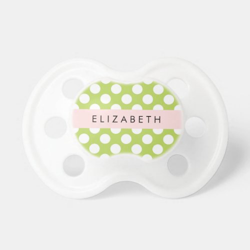 Green Polka Dots Polka Dot Pattern Your Name Pacifier