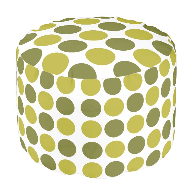 Green Polka Dots Pouf (Angled Front)