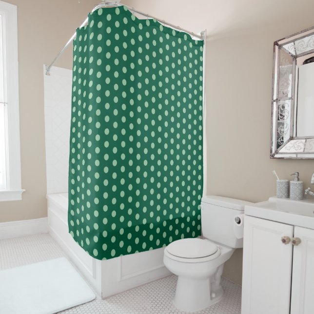 Green Polka Dots  Shower Curtain (In Situ)