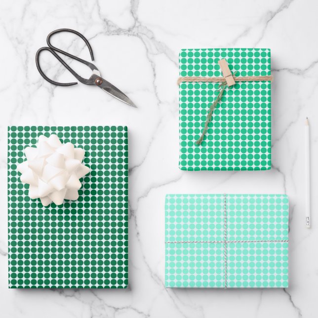 Green Polka Dots  Wrapping Paper Sheets (Front)