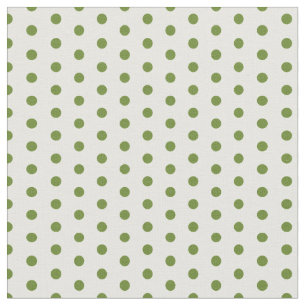 Green Polkadots on White Background Pattern Fabric