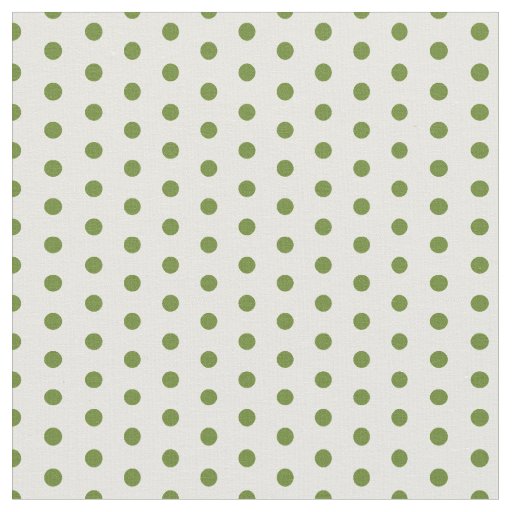 Green Polkadots on White Background Pattern Fabric