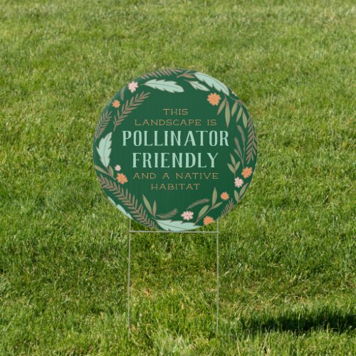 Green Pollinator Friendly Landscape Yard Sign