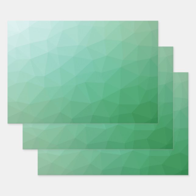 Green Polygonal Wrapping Paper Sheets (Set)