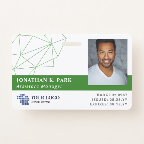Green Polygons Logo  Photo Employee ID Badge