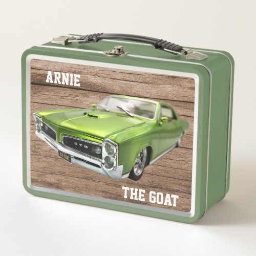 Green Pontiac GTO _ The GOAT  Metal Lunch Box