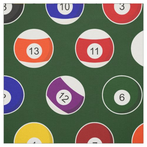 Green Pool Ball Billiards Pattern Large Repeat Fabric