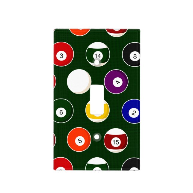 Green Pool Ball Billiards Pattern Light Switch Cover (Front)
