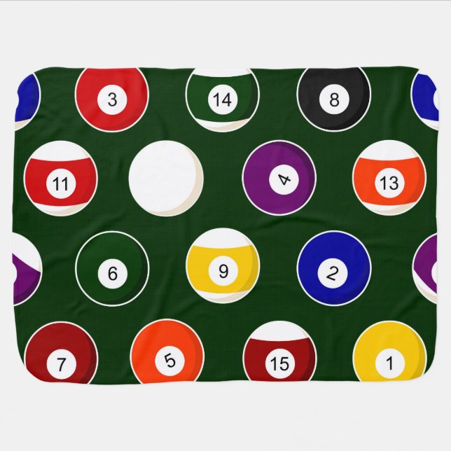 Green Pool Ball Billiards Pattern Swaddle Blanket (Horizontal)